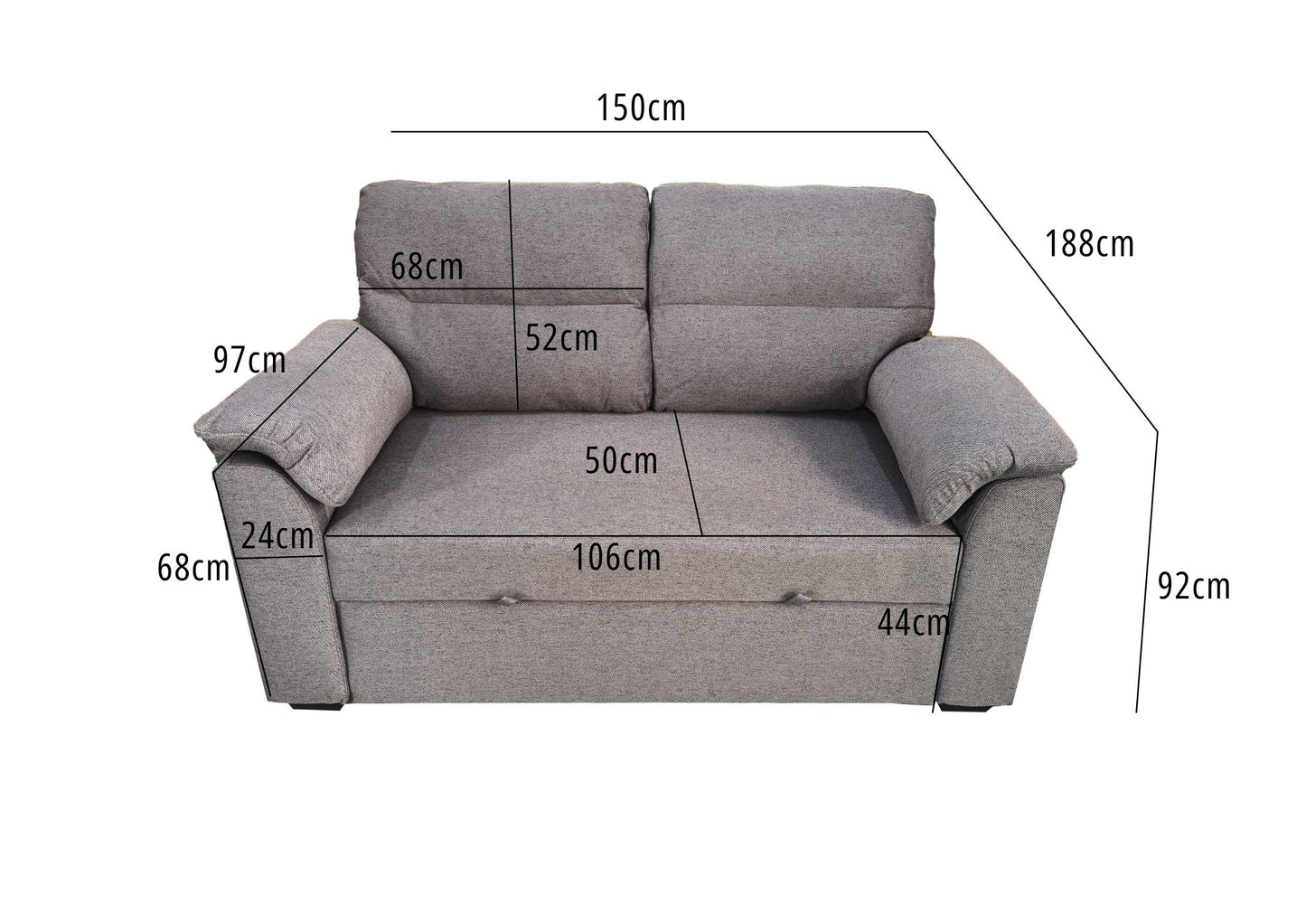 Vico 2 Seater Sofa Bed