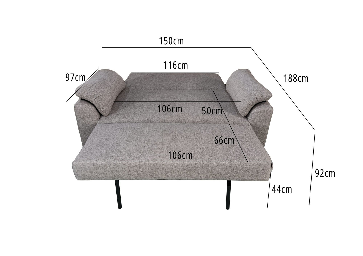 Vico 2 Seater Sofa Bed