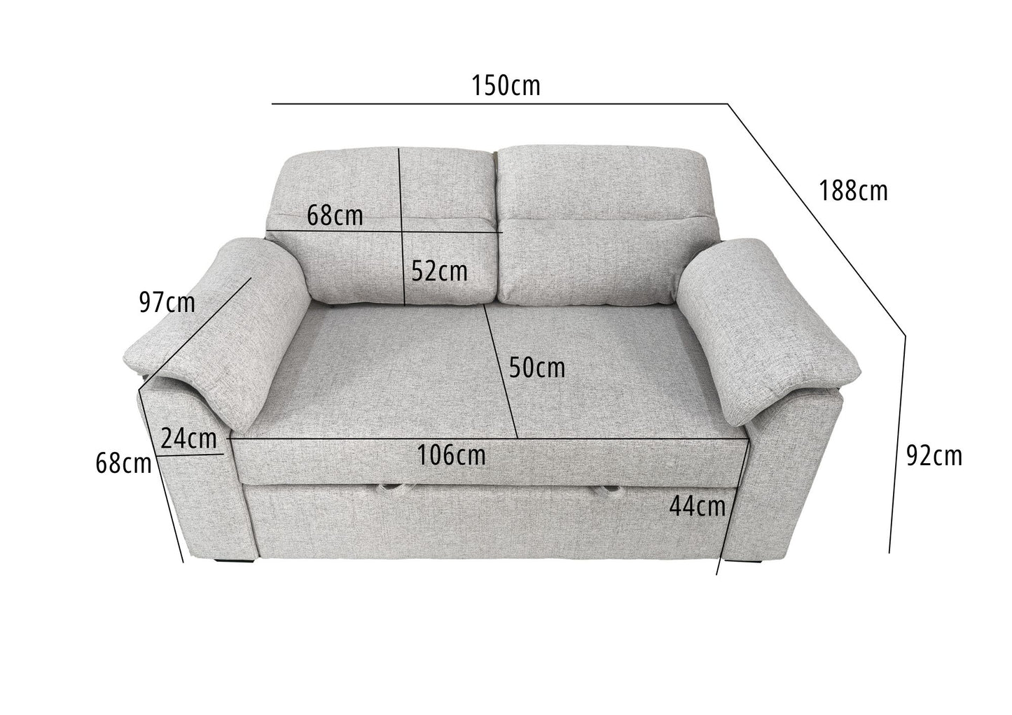 Vico 2 Seater Sofa Bed