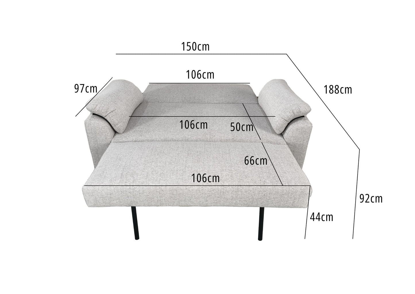 Vico 2 Seater Sofa Bed