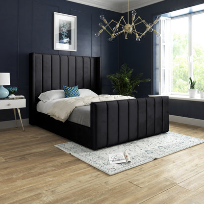 Oxford Panel Lined Upholstered Soft Velvet Bed