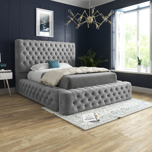 Cambridge Upholstered Soft Velvet Bed with 8" Pureflex Mattress