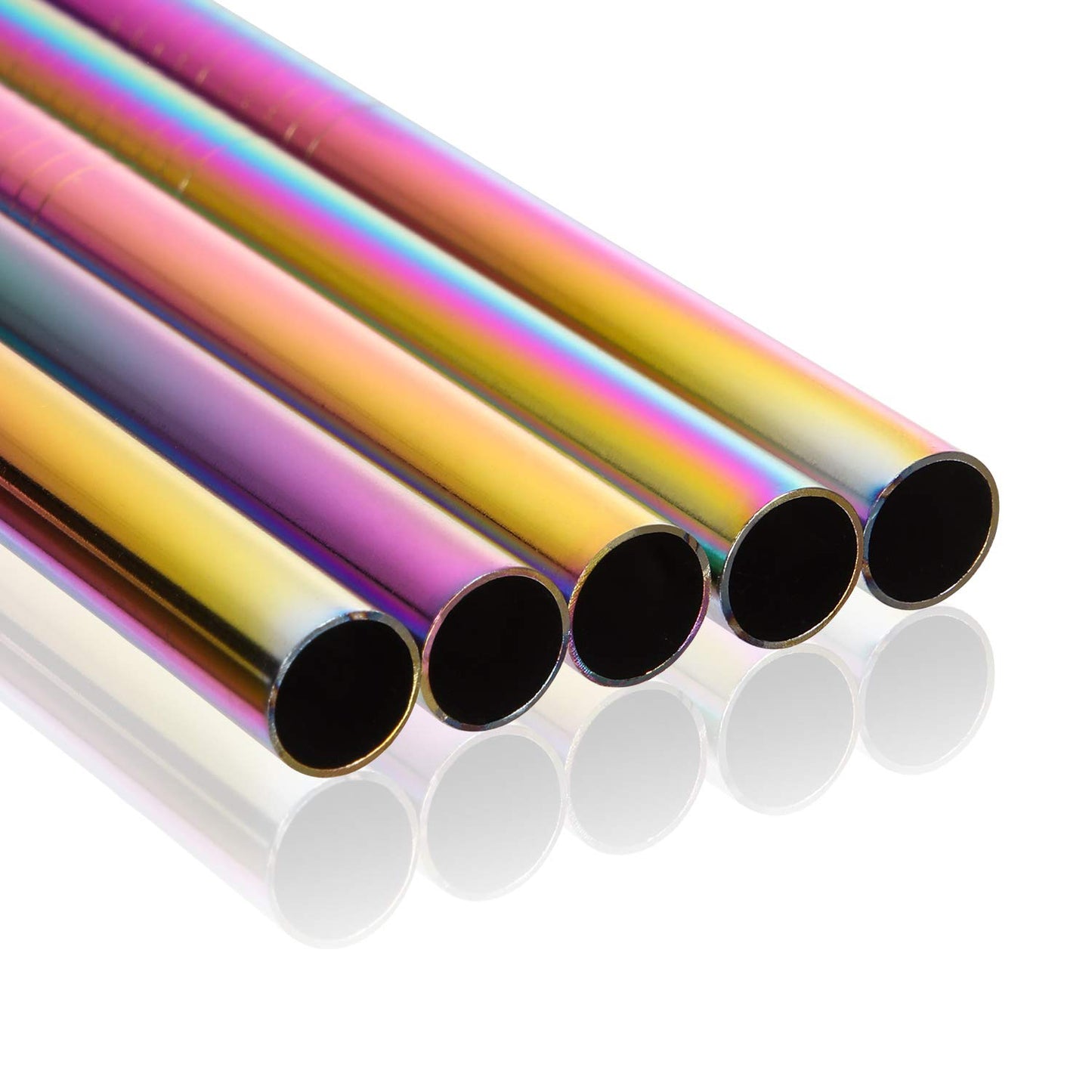 Rainbow Set of 5 Stainless Steel Eco-Friendly Reusable Drinking Straws